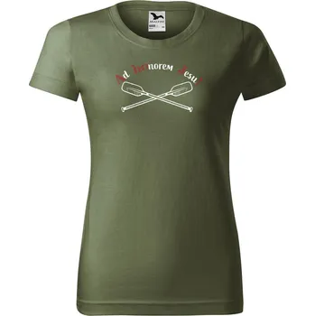 DOBRÝ TRIKO Dámské tričko na vodu s potiskem AHOJ Barva: Khaki, Velikost: M