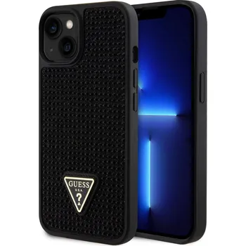 Telefonní příslušenství Guess Rhinestones Triangle Metal Logo Kryt pro iPhone 13 Black 3666339192860