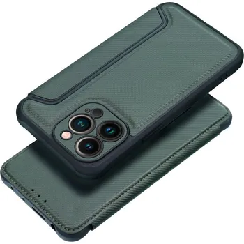 Pouzdro na mobilní telefon Forcell Luxusní karbonové knížkové pouzdro Razor Book pro iPhone 7 / 8 / SE 2020 / SE 2022 dark green 5903396156991