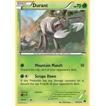 Volný čas Pokémon BKP 009/122 Durant - BreakPoint Stav: Excellent, Verze: NORMAL