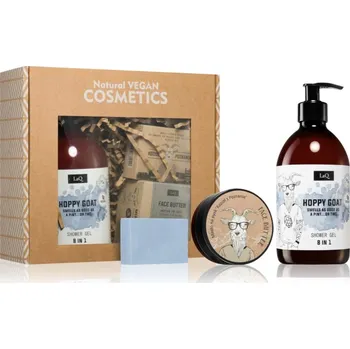 Sprchový gel LaQ Goat From Poznaň luxusní tuhé mýdlo 85 g + máslo pro výživu a hydrataci 50 ml + osvěžující sprchový gel 8 v 1 500 ml