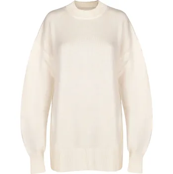 Dámský svetr Edem Oversize kašmírový svetr s kulatým výstřihem offwhite UNI Bílá
