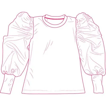Střih PDF dámské žebro-tričko se saténovým rukávem Leina-32-38