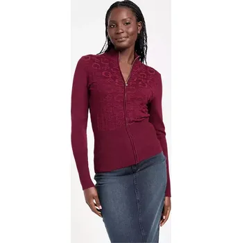 Dámský svetr GUESS dámský svetr na zip Ritchell vínový M