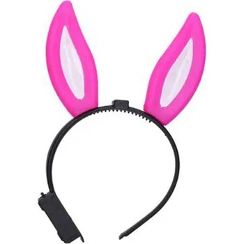Čelenka Čelenka s ozdobou uši králičí svítící 22x14,5 cm Barva: Růžové