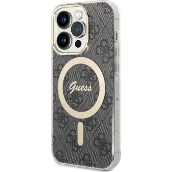 Pouzdro na mobilní telefon Guess IML 4G MagSafe Zadní Kryt pro iPhone 15 Pro Black 3666339194567