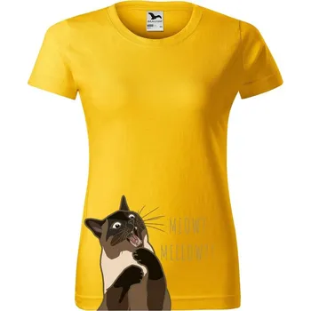 Dámské oblečení DOBRÝ TRIKO Dámské tričko s potiskem Naštvaná kočka Barva: Žlutá, Velikost: M