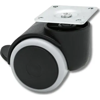 Nábytkové kování ADOBY Kolečko otočné d50 s montážní deskou, pogumované s brzdou