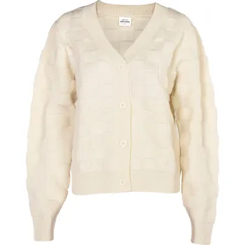 Dámský svetr Merino cardigan Checkers bílý L / Bílá