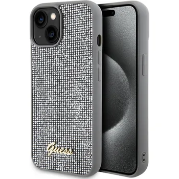 Pouzdro na mobilní telefon Guess PU Square Mirror Script Logo Zadní Kryt pro iPhone 15 Silver 3666339173852