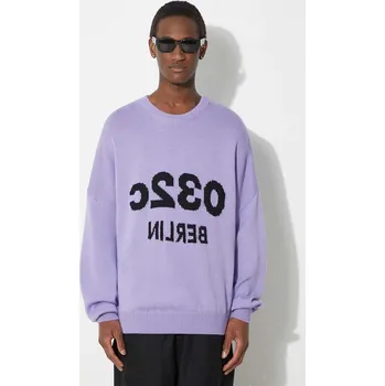 Pánský svetr Vlněný svetr 032C Selfie Sweater pánský, fialová barva, hřejivý, SS24-K-1011, XL, 48X