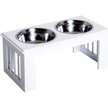 Miska pro psa PawHut D08-015WT stojan s nerezovými miskami 2x 2 l