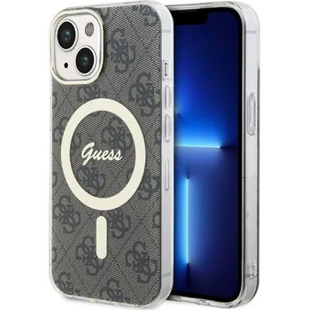 Pouzdro na mobilní telefon Guess IML 4G MagSafe Zadní Kryt pro iPhone 15 Brown 3666339194581