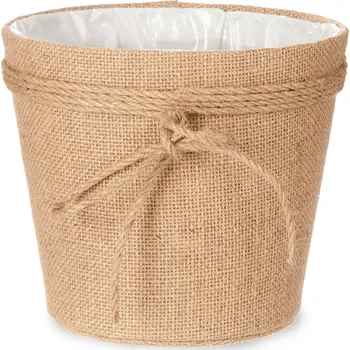Květináč IBERGARDEN Obal na květináč z pleteniny s jutovou mašlí, 20 x 16 cm