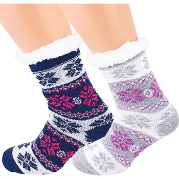 Dámské ponožky Dámské ponožky s kožešinou 2páry 4ks PK2 (Sada dvou párů protiskluzových ponožek s kožešinou 2 páry v balení)