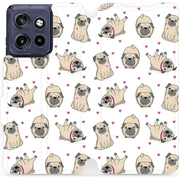 Pouzdro na mobilní telefon Flipové pouzdro Mobiwear - Motorola Edge 50 Neo - M097P Mopsíci (Knížkové flip pouzdro, obal, kryt na mobil Motorola Edge 50 Neo - M097P Mopsíci, materiál Umělá kůže + TPU - ochrana 360°, stojánek, silikonová vanička, magnetické zavírání)