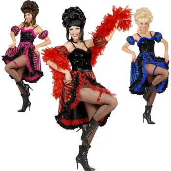 Karnevalový kostým Dámský kostým kankán tanečnice (šaty, rukávníky, podvazky) - XL