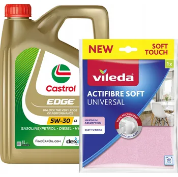 Motorový olej Motorový olej Castrol Edge 5W-30 C3 4L + Utěrka Vileda Actifibre