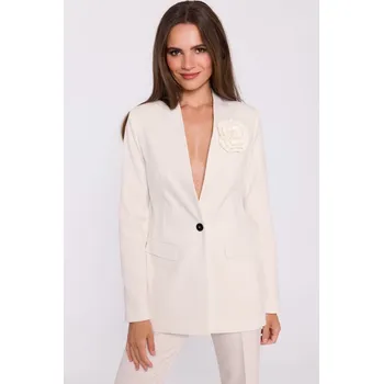 Dámské sako Elegantní sako s květinou Stylove S370 smetanové EU velikost: S