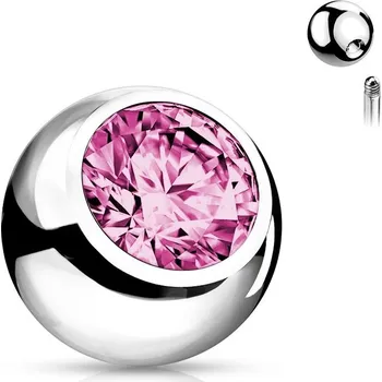 Piercing Náhradní kulička chirurgická ocel se zirkonem 1,6 x 5 mm (růžová)