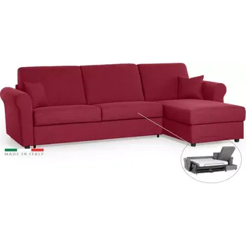 Sedací souprava Rohová sedací souprava SAVONA s rozkladem na každodenní spaní, tm. červená (penelope 12), 140
