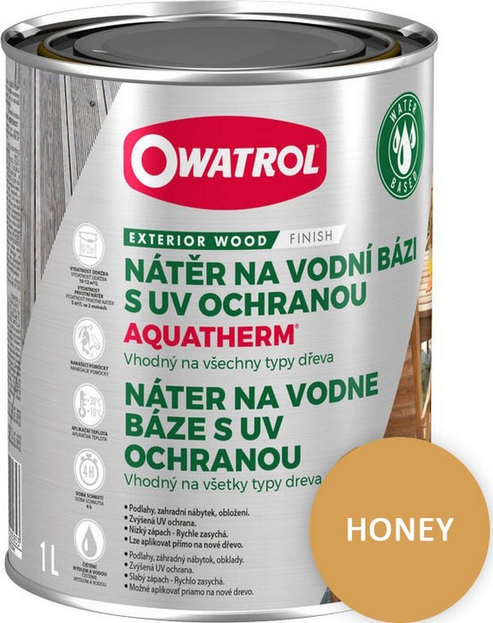 Nátěr na dřevo na vodní bázi OWATROL AQUATHERM – odstín HONEY - 1 l