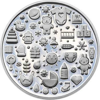 Stříbrná medaile s věnováním - dárek pro dítě k narození a ke křtu