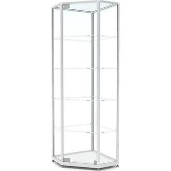 EXPOINT Rohová vitrína se základnou ve tvaru pětiúhelníku Název: 50 x 50 x 180 x 43cm, záda MDF