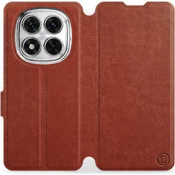 Pouzdro na mobilní telefon Flipové pouzdro Mobiwear - Xiaomi Redmi Note 14 Pro 5G - Hnědé a šedé (Knížkové flip pouzdro, obal, kryt na mobil Xiaomi Redmi Note 14 Pro 5G - Hnědé a šedé, materiál Umělá kůže + TPU - ochrana 360°, stojánek, silikonová vanička, magnetické zavírání)