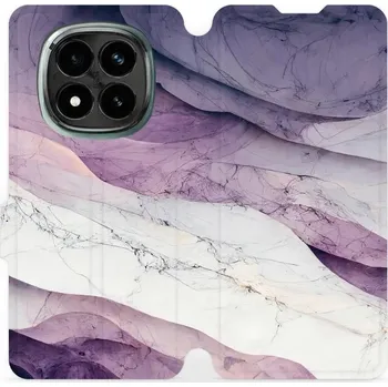 Pouzdro na mobilní telefon Flipové pouzdro Mobiwear - Xiaomi Redmi Note 14 Pro Plus 5G - VP31S Bílý a fialový mramor (Knížkové flip pouzdro, obal, kryt na mobil Xiaomi Redmi Note 14 Pro Plus 5G - VP31S Bílý a fialový mramor, materiál Umělá kůže + TPU - ochrana 360°, stojánek,)