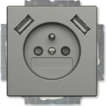 Elektrická zásuvka Zásuvka 230 V s USB jednonásobná ABB Solo metalická šedá