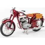 Ostatní JAWA 350 Pérák (1950) 1:18 - Tmavě červená - s brašnami