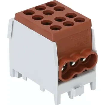 Tracon FLECU-25-16-3B Rozvodná svorka odbočná,na DINlištu, hnědá (Tracon FLECU-25-16-3B)