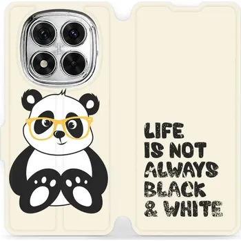 Pouzdro na mobilní telefon Flipové pouzdro Mobiwear - Xiaomi Redmi Note 14 Pro 5G - M041S Panda - life is not (Knížkové flip pouzdro, obal, kryt na mobil Xiaomi Redmi Note 14 Pro 5G - M041S Panda - life is not, materiál Umělá kůže + TPU - ochrana 360°, stojánek, silikonová vanička,