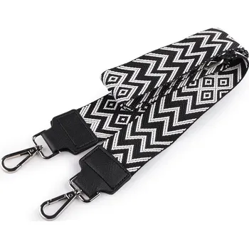 Popruh na tašku s karabinami šíře 5 cm, barva 12 černá bílá