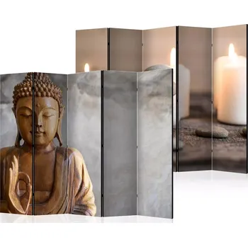 Paraván Paraván Fabulo 5-dílný - Buddha / Svíčky 172 x 225 cm | odlišný design na jednotlivých stranách