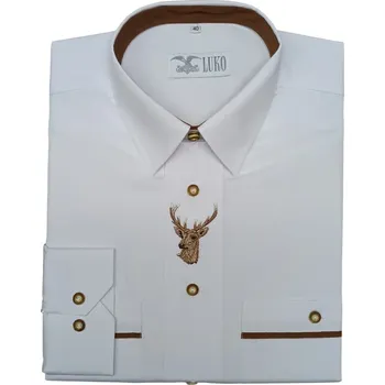 Pánská košile Bílá košile s výšivkou model 182115 LUKO: 47