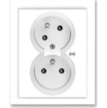 vypínač Zásuvka 230 V dvojnásobná ABB Neo IP 40 s akustickou signalizací bílá/bílá