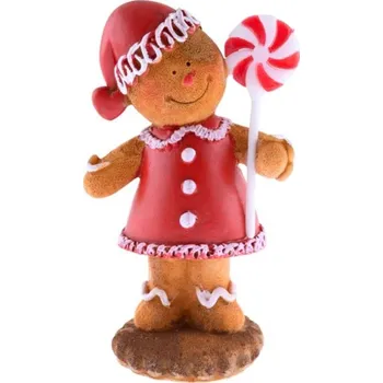 Vánoční dekorace Postavička Perníček 11,5cm s lízátkem, polyresin