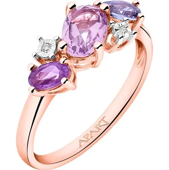 Prsten Prsten z růžového zlata s diamanty, ametysty, tanzanitem - ryzost 585 - 110.888