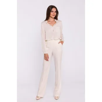 Dámské kalhoty Elegantní kalhoty s rozšířenými nohavicem Stylove S371 smetanové EU velikost: S