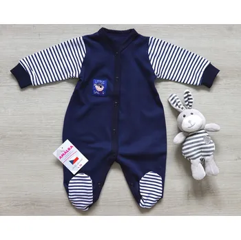 AMÁLKA Bavlněný overal s pruhy, tmavě modrý, pirát Velikost: 92