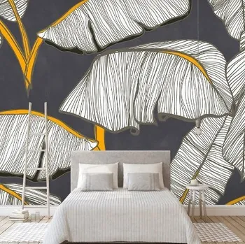 Fototapeta Solution Media 3D tapety - Malované listy banánovníku 300cm(š) x 200cm(v) 6 - Samolepící tapeta - 380-450g/m2