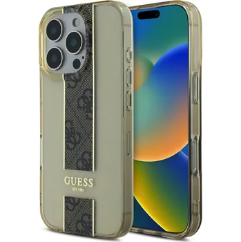 Pouzdro na mobilní telefon Guess IML Middle 4G Stripe Zadní Kryt pro iPhone 16 Pro Max Barva: Hnědá