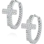 Stříbrné náušnice kroužky s křížem