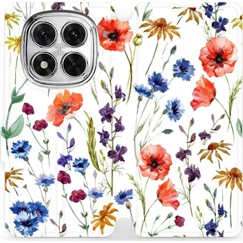 Pouzdro na mobilní telefon Flipové pouzdro Mobiwear - Xiaomi Redmi Note 14 Pro 5G - MP04S Luční kvítí (Knížkové flip pouzdro, obal, kryt na mobil Xiaomi Redmi Note 14 Pro 5G - MP04S Luční kvítí, materiál Umělá kůže + TPU - ochrana 360°, stojánek, silikonová vanička, magnetické)