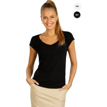 Dámské tričko Dámské bavlněné tričko LITEX s výstřihem do V Černá L