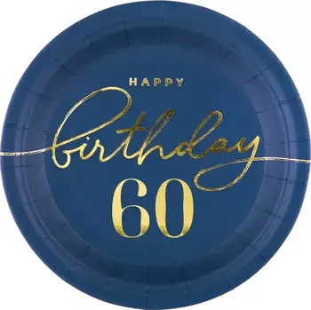 Talíř Papírové talíře 60. narozeniny 15 cm - Royal blue 6 ks