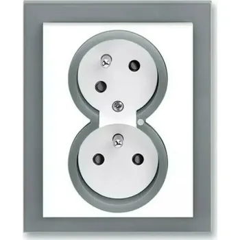 vypínač Zásuvka 230 V dvojnásobná ABB Neo IP 40 s optickou signalizací bílá/ledová šedá