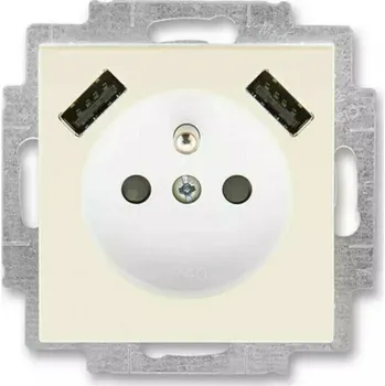 Elektrická zásuvka Zásuvka 230 V s USB jednonásobná ABB Levit slonová kost/bílá